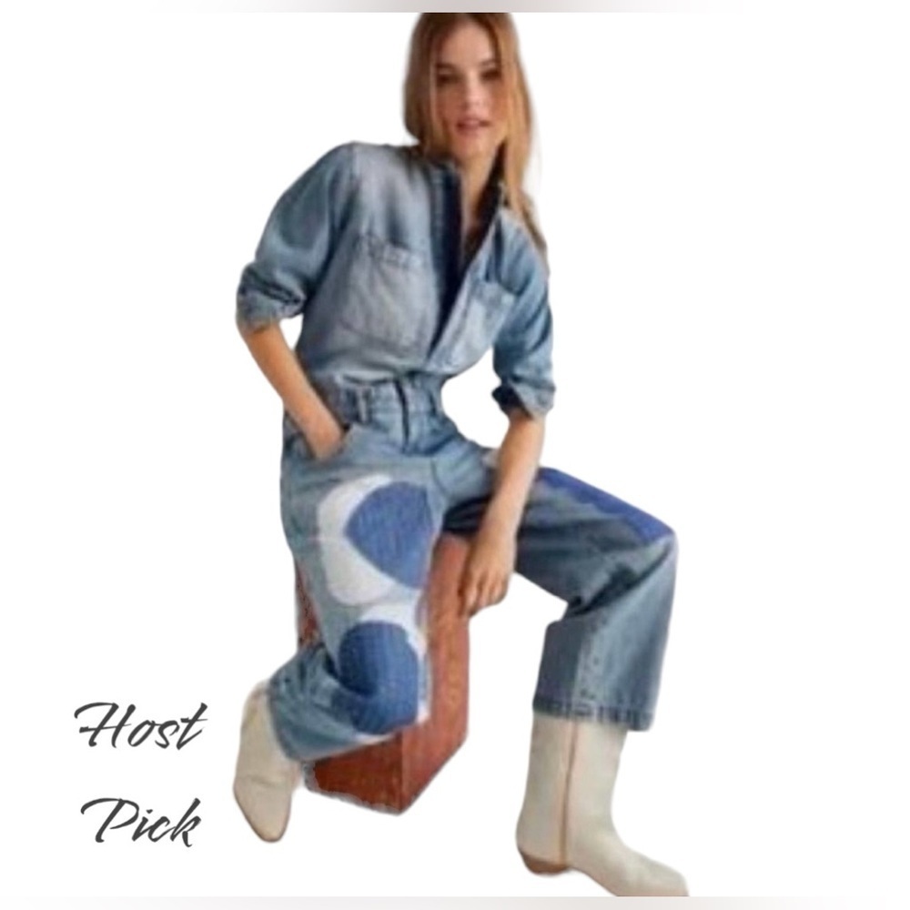 Free People x Sandrine Rose Denim Patchwork Jumpsuit